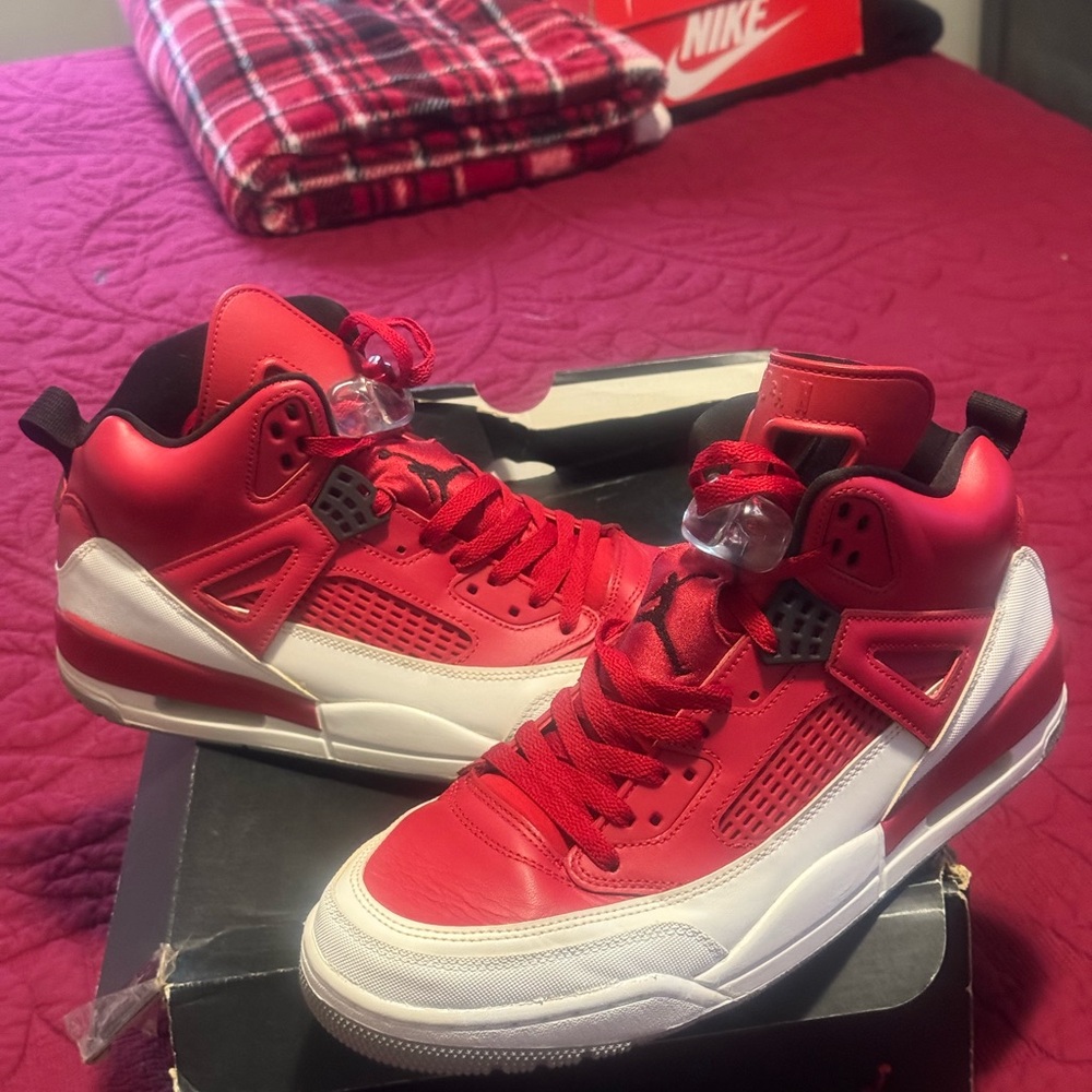 Red and White High-Top Sneakers